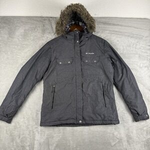 Columbia Hooded Winter Jacket‎ Women's Large Gray Faux Fur Hood Removable